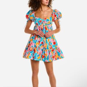 Colorful Floral Puff Sleeve Dress